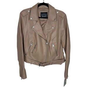 Levi's Women's Large Faux Vegan Leather Asymmetrical Zip Belted Moto Jacket NEW